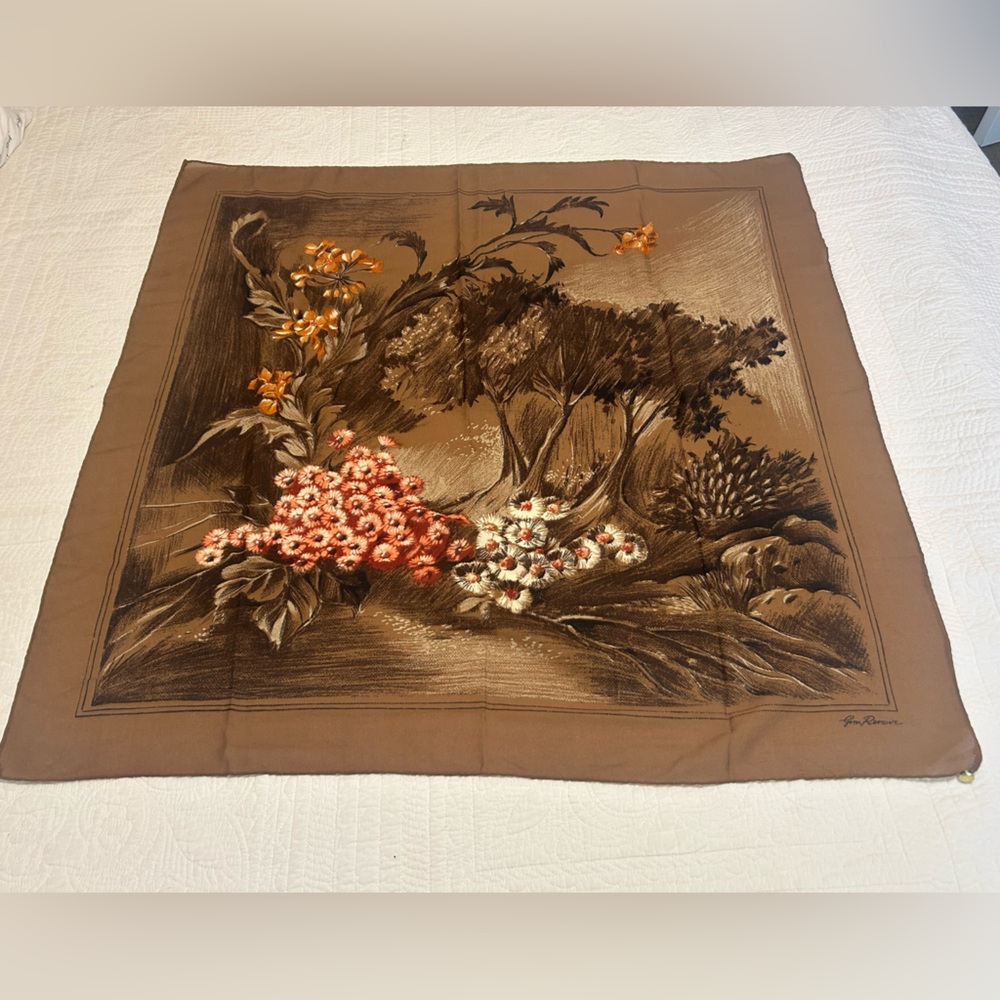 Floral Brown Scarf Made In Italy
